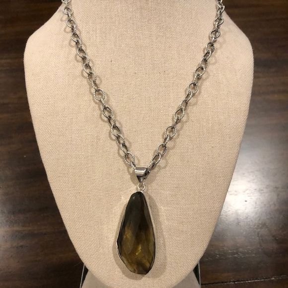 Smokey Quartz Diamond Cut Open Link Sterling Silver Chain - Picture 3 of 10
